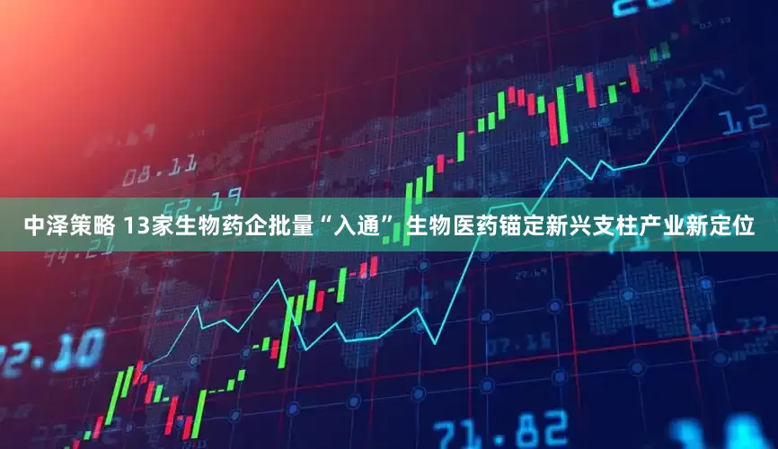 中泽策略 13家生物药企批量“入通” 生物医药锚定新兴支柱产业新定位